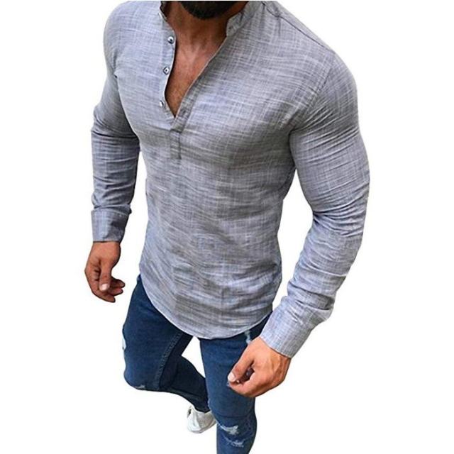 Sexy New Men Long Sleeves Blouse Summer Fashion Casual Cool Clothing Slim Fit Tees Tops Male Breathable Linen Shirt