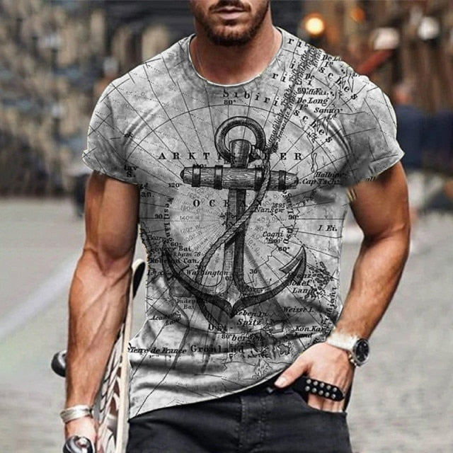 New style hot sale in 3D men's T-shirt, gentleman style design, short sleeves, summer fashion, handsome man