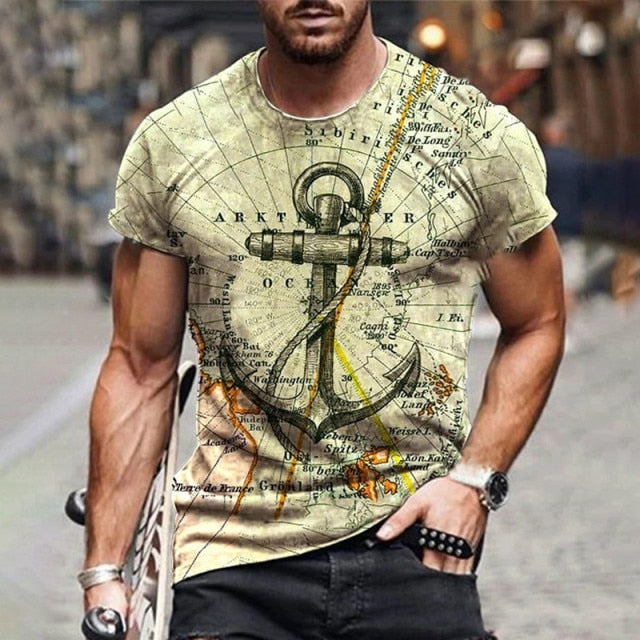 New style hot sale in 3D men's T-shirt, gentleman style design, short sleeves, summer fashion, handsome man