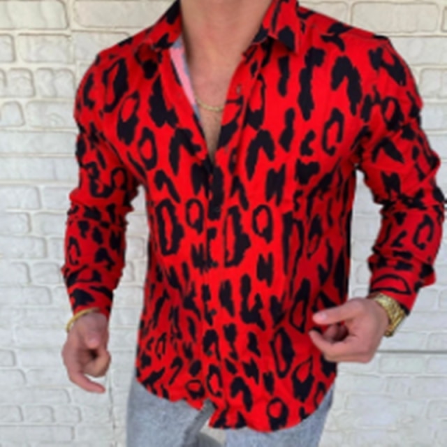 New Punk Style Men's Silk Satin Digital printing Shirts Male Slim Fit Long Sleeve Flower Print Casual Party Shirt Tops