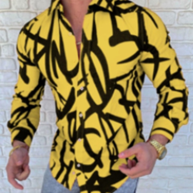 New Punk Style Men's Silk Satin Digital printing Shirts Male Slim Fit Long Sleeve Flower Print Casual Party Shirt Tops