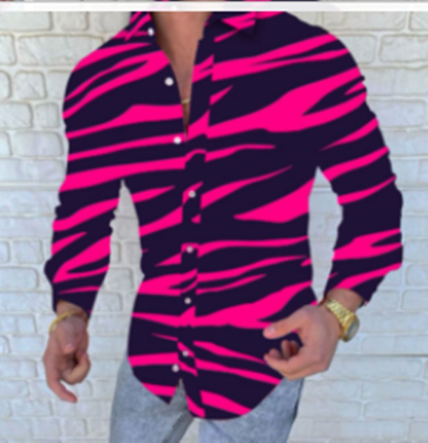 New Punk Style Men's Silk Satin Digital printing Shirts Male Slim Fit Long Sleeve Flower Print Casual Party Shirt Tops