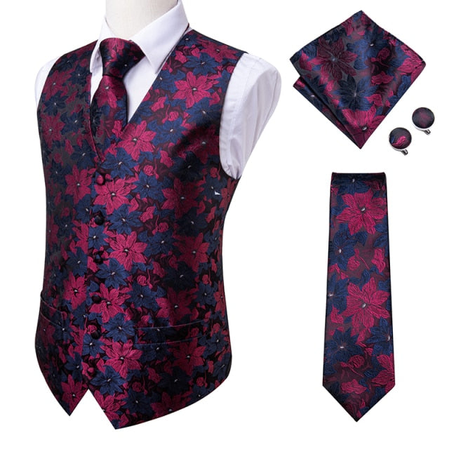 Hi-Tie 100% Silk Men's Waistcoat for Men Suit Vintage Fashion Formal Brown Paisley Dress Vests Men Wedding Party formal Dresses