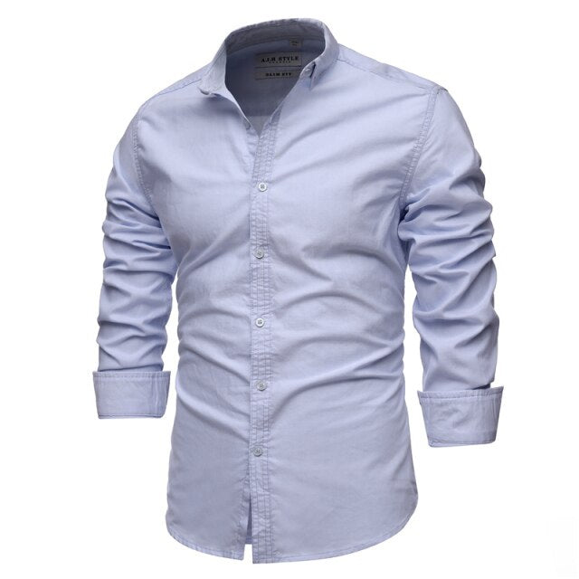9 Colors New 100% Cotton Oxford Shirt Men Spring Casual Men Shirt Long Sleeve Slim Fit Dress Shirts Men's Social Shirt