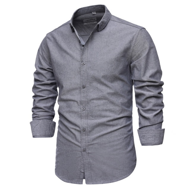 9 Colors New 100% Cotton Oxford Shirt Men Spring Casual Men Shirt Long Sleeve Slim Fit Dress Shirts Men's Social Shirt