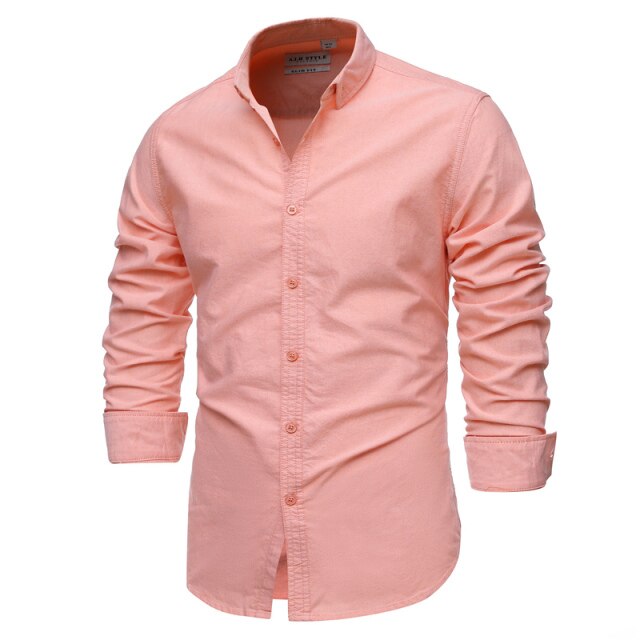 9 Colors New 100% Cotton Oxford Shirt Men Spring Casual Men Shirt Long Sleeve Slim Fit Dress Shirts Men's Social Shirt