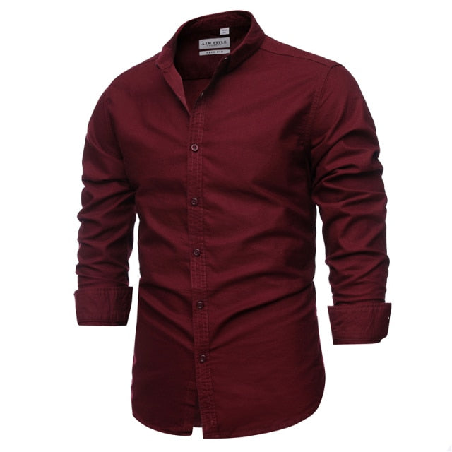 9 Colors New 100% Cotton Oxford Shirt Men Spring Casual Men Shirt Long Sleeve Slim Fit Dress Shirts Men's Social Shirt