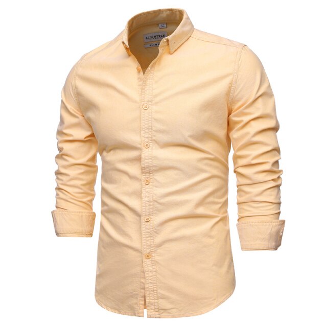 9 Colors New 100% Cotton Oxford Shirt Men Spring Casual Men Shirt Long Sleeve Slim Fit Dress Shirts Men's Social Shirt
