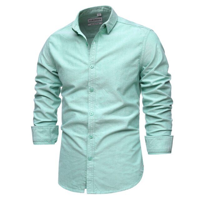 9 Colors New 100% Cotton Oxford Shirt Men Spring Casual Men Shirt Long Sleeve Slim Fit Dress Shirts Men's Social Shirt