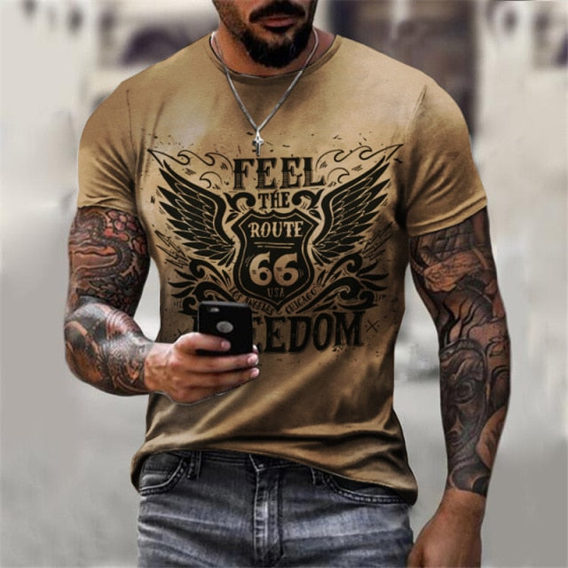 Summer New Mens T Shirts Oversized Loose Clothes Vintage Short Sleeve Fashion 66 Letters Printed O Collared Tshirts For Men