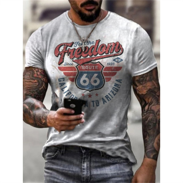 Summer New Mens T Shirts Oversized Loose Clothes Vintage Short Sleeve Fashion 66 Letters Printed O Collared Tshirts For Men