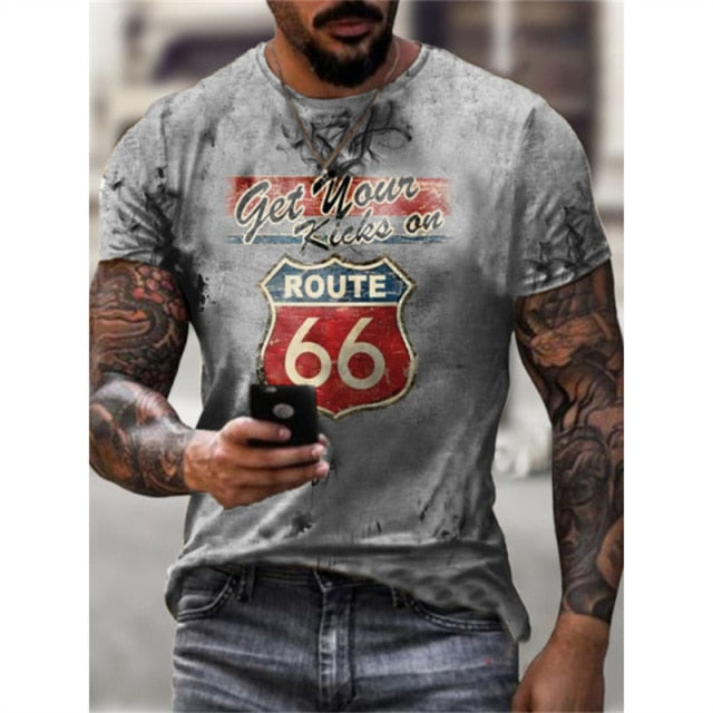 Summer New Mens T Shirts Oversized Loose Clothes Vintage Short Sleeve Fashion 66 Letters Printed O Collared Tshirts For Men
