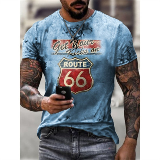 Summer New Mens T Shirts Oversized Loose Clothes Vintage Short Sleeve Fashion 66 Letters Printed O Collared Tshirts For Men