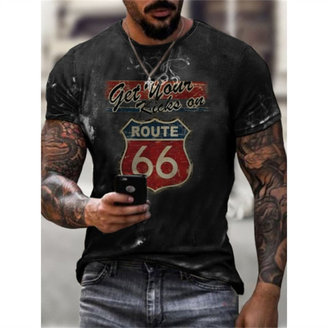 Summer New Mens T Shirts Oversized Loose Clothes Vintage Short Sleeve Fashion 66 Letters Printed O Collared Tshirts For Men