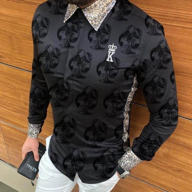 maoxiangshop Casual Loose Turn-down Collar Mens Shirts Vintage Printing Button Short Sleeve Tops Summer Men Clothing Fashion Streetwear