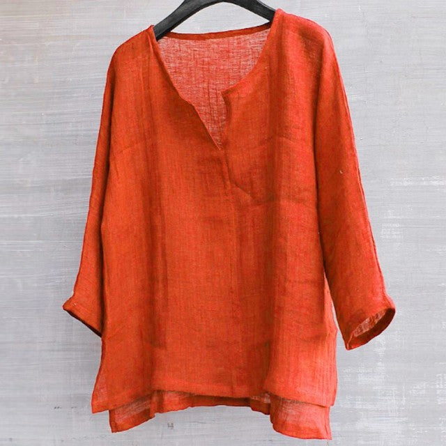 New Summer Solid color Shirt Mens Brief Breathable Comfy Solid Color Long Sleeve Loose Casual T shirt Blouse Beach Shirt