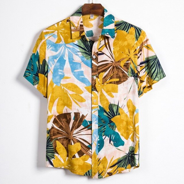 Fashion Mens Hawaiian Beach Shirts Summer New Short Sleeve Floral Print Tropical Aloha Shirts Holiday Vacation Clothing