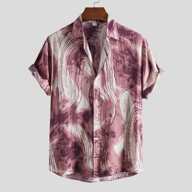 Fashion Mens Hawaiian Beach Shirts Summer New Short Sleeve Floral Print Tropical Aloha Shirts Holiday Vacation Clothing