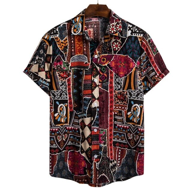 Fashion Mens Hawaiian Beach Shirts Summer New Short Sleeve Floral Print Tropical Aloha Shirts Holiday Vacation Clothing