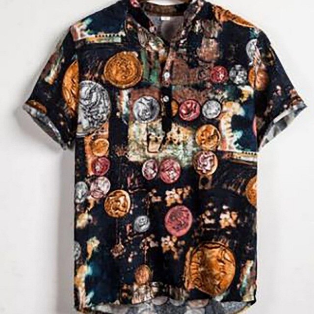 Fashion Mens Hawaiian Beach Shirts Summer New Short Sleeve Floral Print Tropical Aloha Shirts Holiday Vacation Clothing
