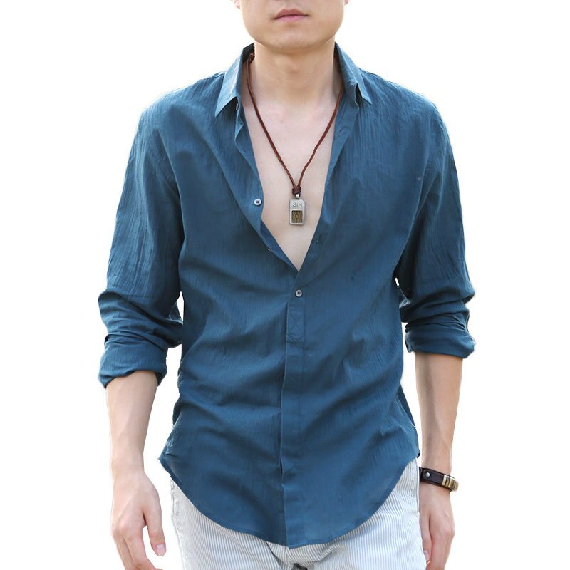 chemise homme masculina Cotton Linen Shirts Man Summer White Shirt Social Gentleman mens shirts Ultra Casual-shirt British