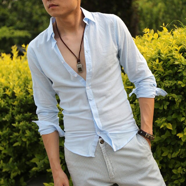 chemise homme masculina Cotton Linen Shirts Man Summer White Shirt Social Gentleman mens shirts Ultra Casual-shirt British