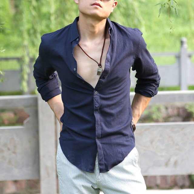 chemise homme masculina Cotton Linen Shirts Man Summer White Shirt Social Gentleman mens shirts Ultra Casual-shirt British