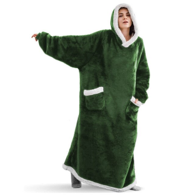 Super Long Flannel Blanket with Sleeves Winter Hoodies Sweatshirt Women Men Pullover Fleece Giant TV Blanket Oversized WF032