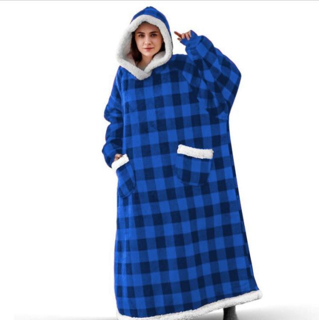 Super Long Flannel Blanket with Sleeves Winter Hoodies Sweatshirt Women Men Pullover Fleece Giant TV Blanket Oversized WF032