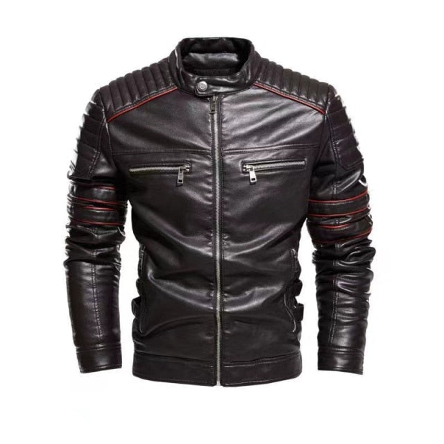 Men's Faux Fur Trench Coat Winter Motorcycle PU Leather Bomber Jacket Men Stand Collar Windbreaker Jackets Slim Warm Outerwear