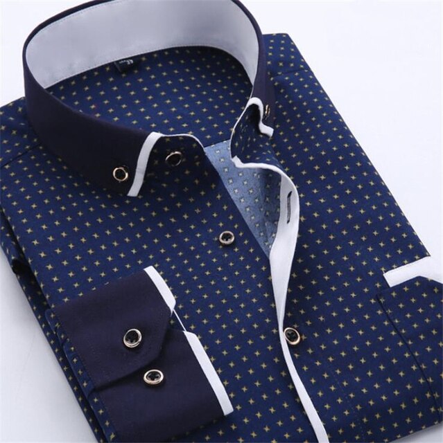 Covrlge Men Fashion Casual Long Sleeved Printed shirt Slim Fit Male Social Business Dress Shirt Brand Men Clothing Soft MCL183