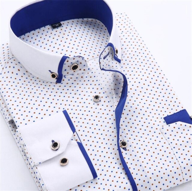 Covrlge Men Fashion Casual Long Sleeved Printed shirt Slim Fit Male Social Business Dress Shirt Brand Men Clothing Soft MCL183