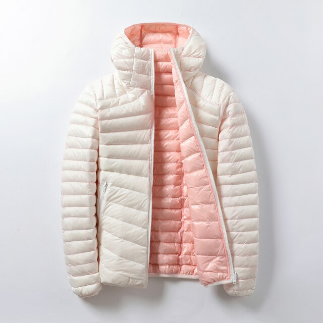 Women's Jackets Outwear Down Jackets Women Ultra Light Hooded Basic Jacket Feather Famale Jackets Two Side Reversible Warm Coat