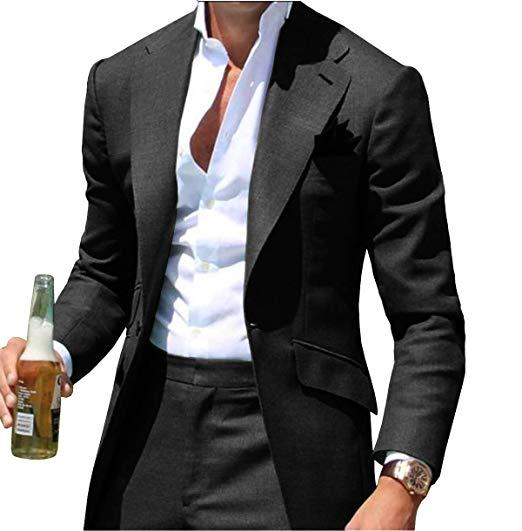 Peak Causal Slim Fit Notched Label Green Mens suit Blazer Formal Business For Wedding Groom Causal Jacket and pants