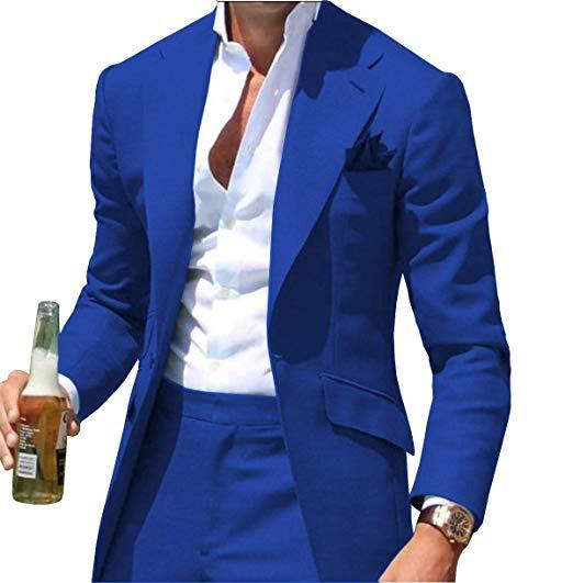 Peak Causal Slim Fit Notched Label Green Mens suit Blazer Formal Business For Wedding Groom Causal Jacket and pants