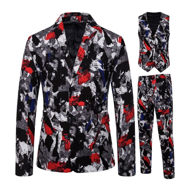 Mens Suits 3 Piece National Style Men's Wedding Suit Slim Fit African Bohemian Blazer Vest Pants for Party Business