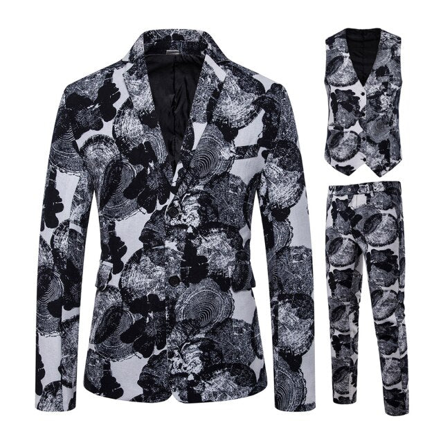 Mens Suits 3 Piece National Style Men's Wedding Suit Slim Fit African Bohemian Blazer Vest Pants for Party Business