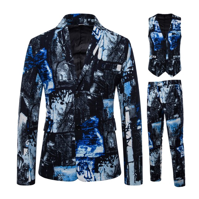 Mens Suits 3 Piece National Style Men's Wedding Suit Slim Fit African Bohemian Blazer Vest Pants for Party Business