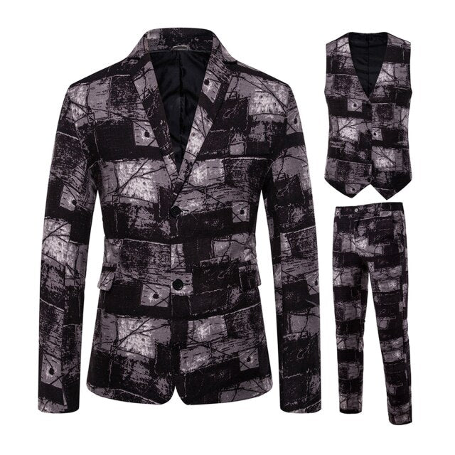 Mens Suits 3 Piece National Style Men's Wedding Suit Slim Fit African Bohemian Blazer Vest Pants for Party Business