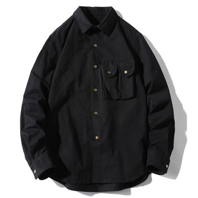 High Quality 100% Cotton Men's Shirts Casual Fashion Streetwear Solid Color Autumn Long Sleeve Male Korean Plus Size Clothes Top
