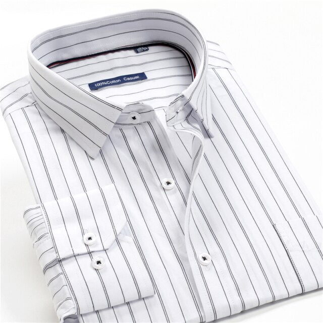 100% Cotton Men Dress Oversized Shirt Spring Autumn New Fashion Clothing Trends Plaid Business Long Sleeve Shirt