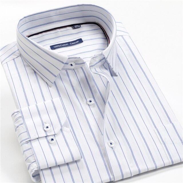 100% Cotton Men Dress Oversized Shirt Spring Autumn New Fashion Clothing Trends Plaid Business Long Sleeve Shirt