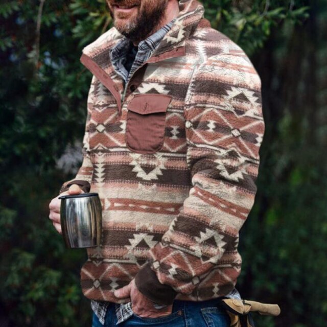 maoxiangshop Mens Buttons Lapel Thick Parkas Jackets Streetwear Hip Hop Plaid Print Fleece Warm Full Pullover Coats Fashion Harajuku Outwear