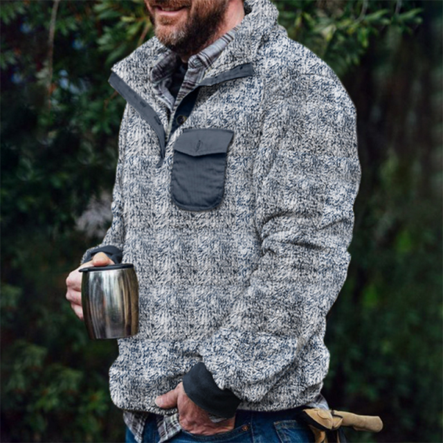 maoxiangshop Mens Buttons Lapel Thick Parkas Jackets Streetwear Hip Hop Plaid Print Fleece Warm Full Pullover Coats Fashion Harajuku Outwear