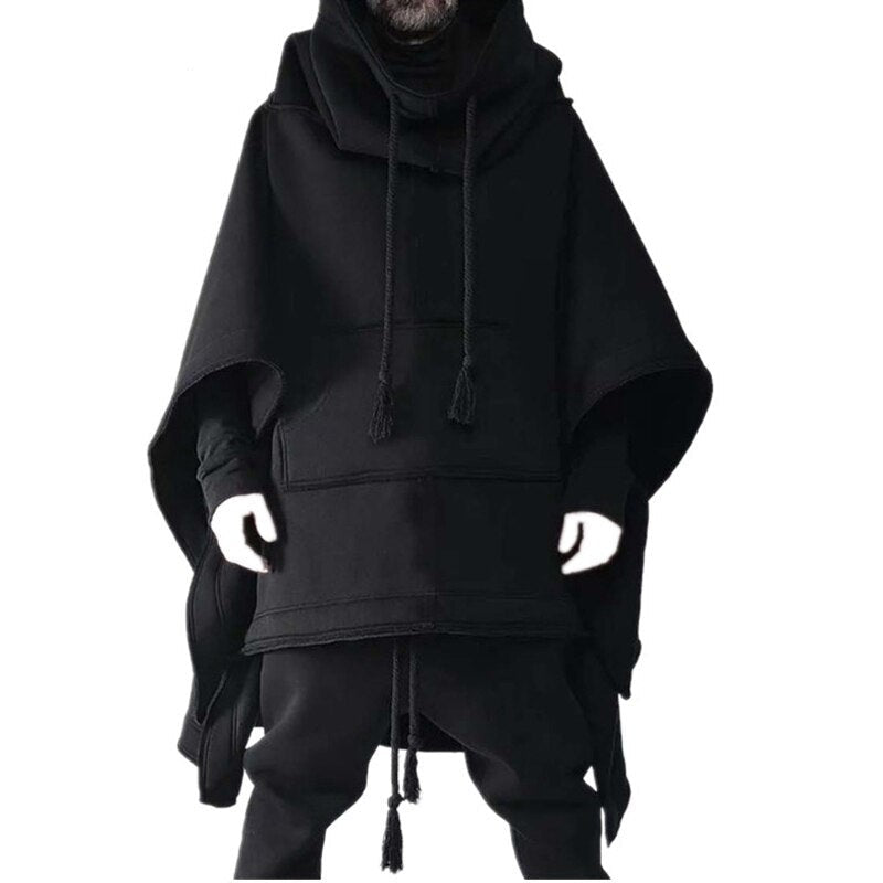 Men's Coat Cape Cloak Mid Long Bat Hoodie Autumn Woolen Coat Male Winter Personality Jacket Woolen Shawl Men Fashion Tops