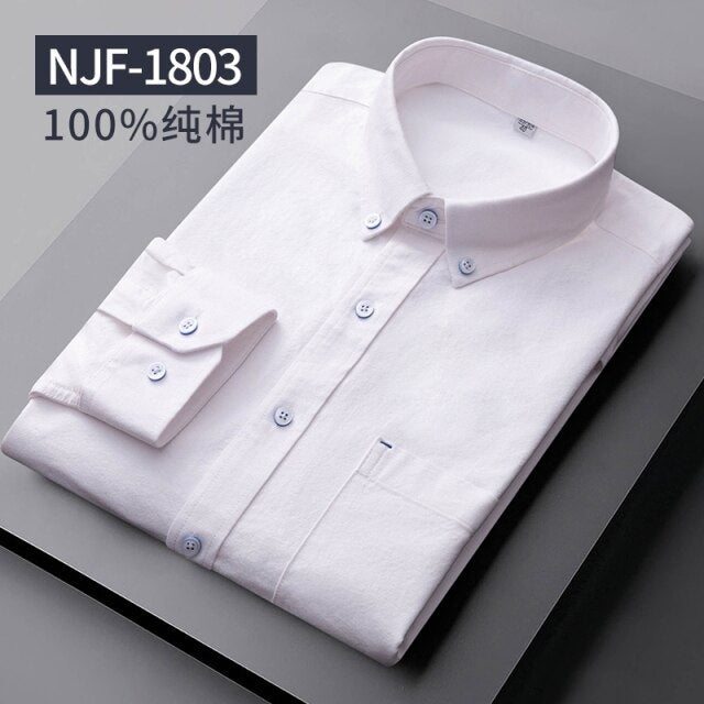Long Sleeved Casual Shirts Men Cotton Oxford Checked Regular Fit Striped Shirt Plaid Business Mens Solid Classic Man's Clothing