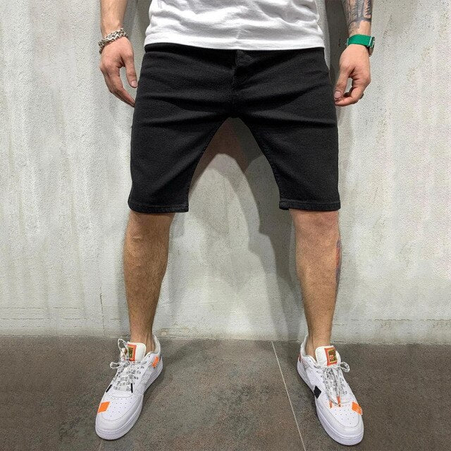 Mens Jeans Hip Hop Black Moto Skinny Ripped Pure Color Elastic Denim Pants Male Casual Waistline jogging Pencil Pant