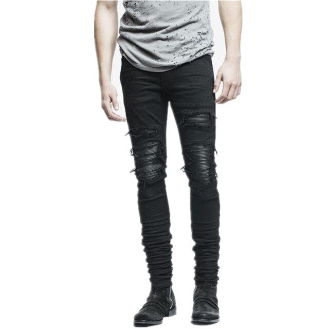 Men Pants Fashion Ripped Jeans Mens Knee Casual Slim Fit For Men Trousers XY2