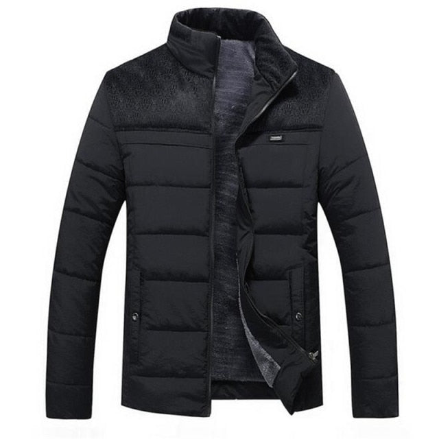 Plus Cashmere Blouson Homme Male Stand Collar Business Coat Keep Warm Winter Thick Splice Cotton Clothing Mens New Jacket
