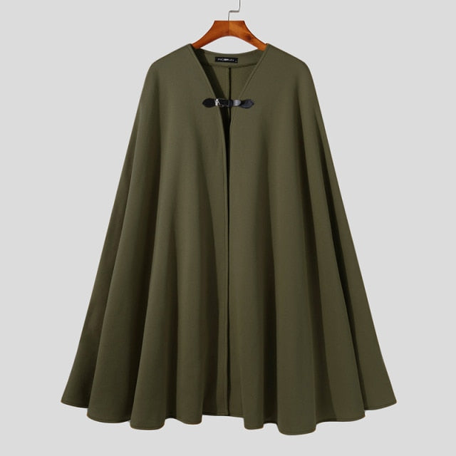Tops New Men Knee-length Comeforable Trench Male Solid All-match Simple Leather Buckle Cloak S-5XL INCERUN American Style